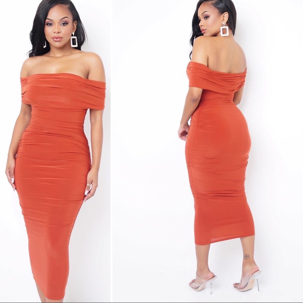 Sunset Midi Dress-Red Orange